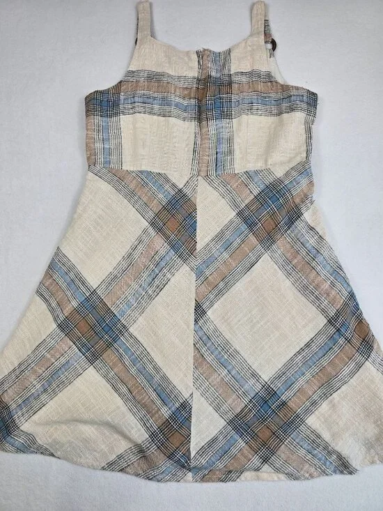 Plaid 100% Cotton Sleeveless Dress & Cropped Button-Up Shirt Top Set 16 XL - Picture 5 of 13